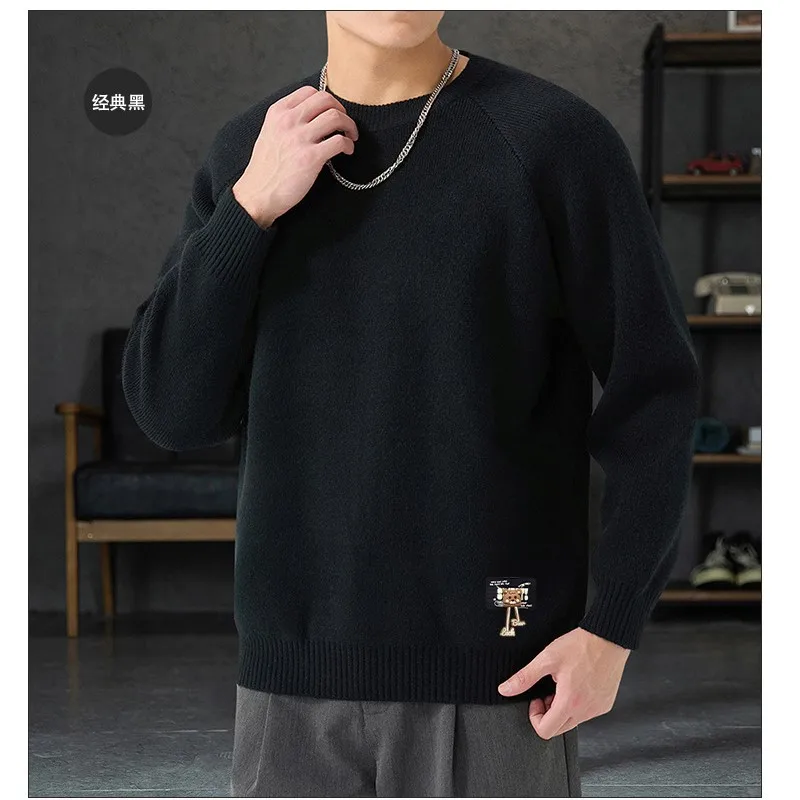 Men's large-sized sweater round-neck loose and oversized clothing for teenagers fit 50-150kg 10size 남자 패션 suéter plus size fat