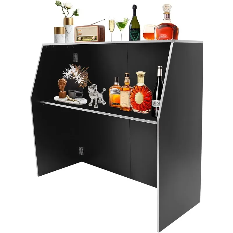 19.5X 47.75 x 42.75“ Foldable Portable Event Bar Cabinets,Aluminum and Ecological Board Commercial Small Wine Bar Cabinet