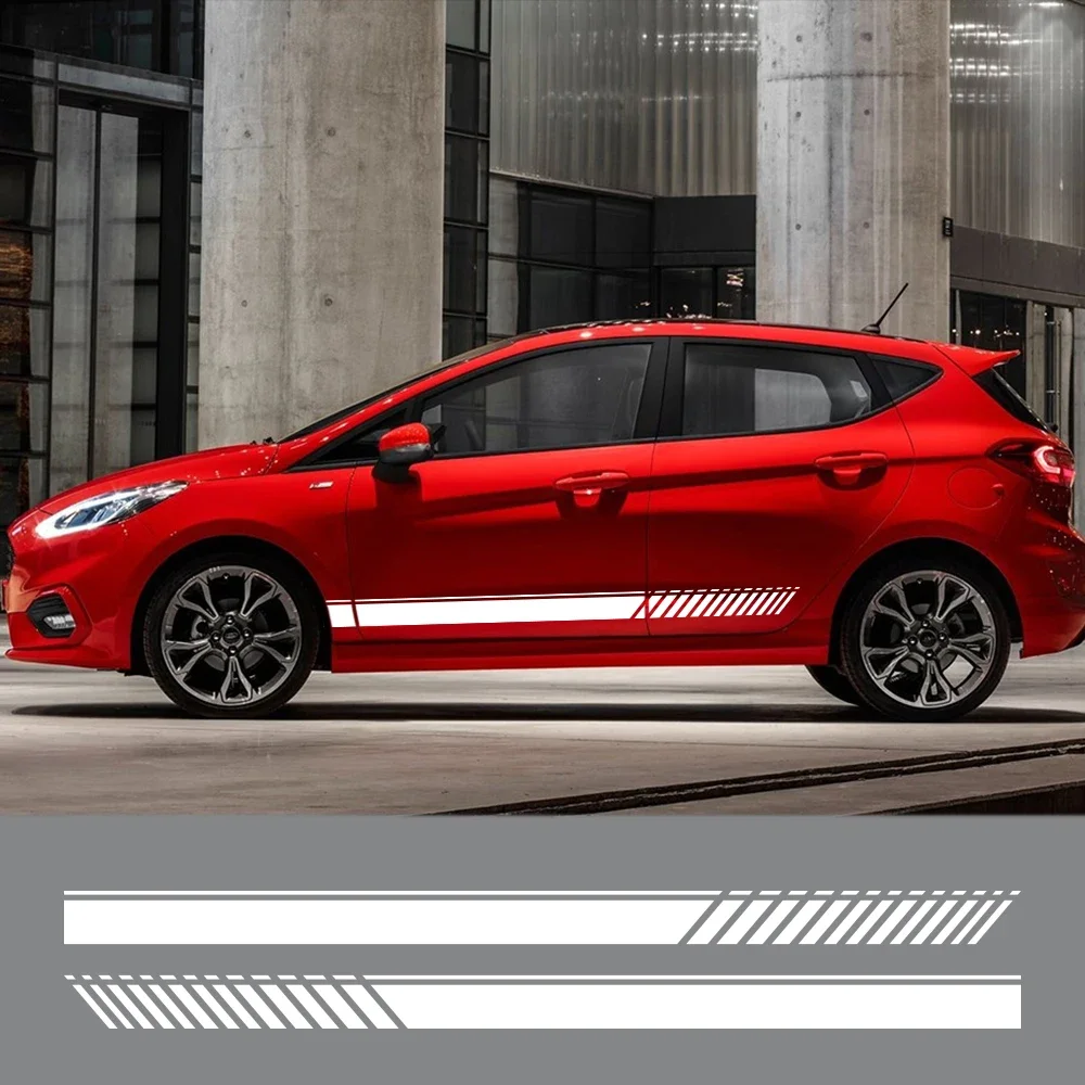 Car Door Side Skirt Stripes Stickers For Ford Fiesta  MK8  MK7 MK6 Mk5  ST Sport Styling Vinyl Decor Decals Tuning Auto Accessor