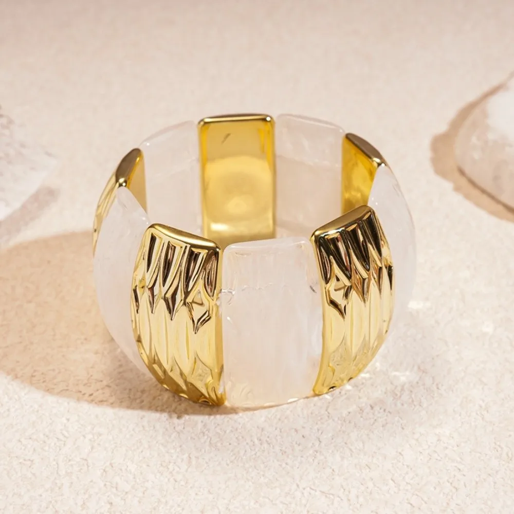 

Splicing Color Acrylic Bangle Bohemian Smudging Irregular Wide Bracelet Jewelry Accessories Dopamine Retro Hand Ring Women