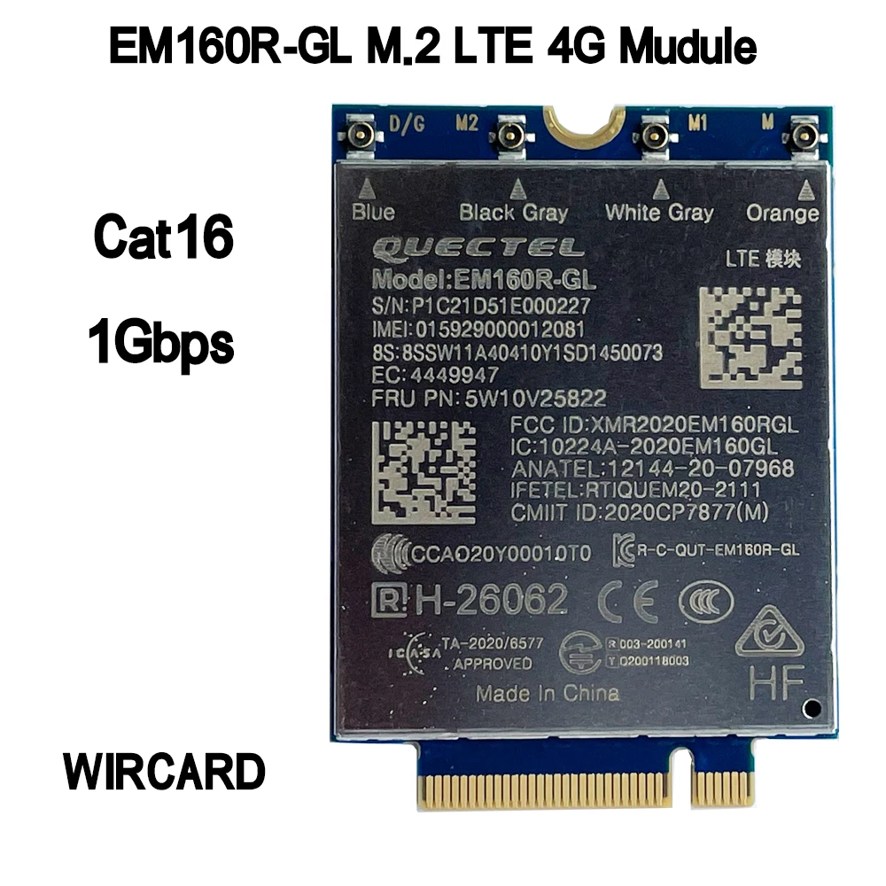 EM160R-GL  LTE-A Cat16 Module M.2 FDD-LTE TDD-LTE Support MIMO FRU 5W10V25822 4G Card For Laptop