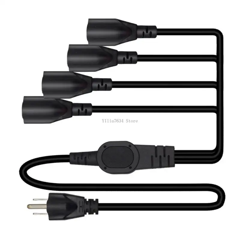 1 to 4 Way Outlet Adapters NEMA 5-15P to 4x NEMA 5-15R with 16AWG 3Prong Cable Power Cord Extension Y Splitters