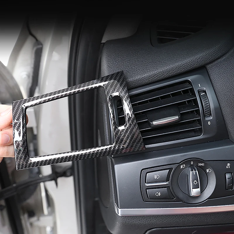 

Carbon Fiber Pattern Stickers Car Console Both Side Air Conditioning Outlet Vent Frame Decoration Trim For BMW X3 X4 F25 F26 LHD