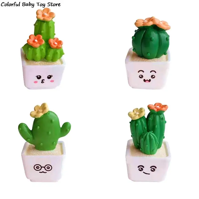 4Pcs 1:12 Dollhouse Miniature Succulent Potted Plant Cactus Bonsai Model Home Decor Toy Micro Landscape Car Desktop Ornament