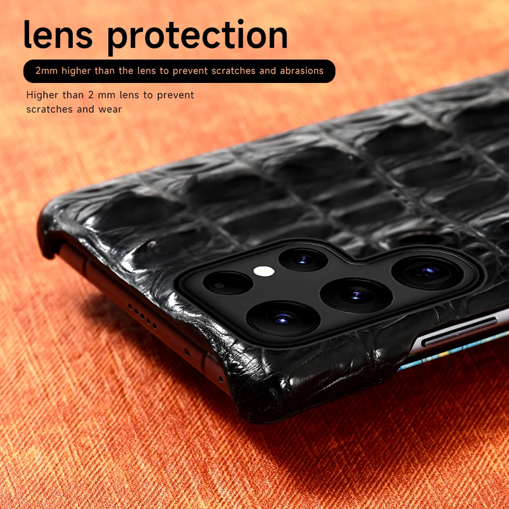 Imagem -03 - Capa de Couro de Crocodilo para Samsung Galaxy S24 23 S24 Ultra S23 Ultra S23ultra S22ultra S21 Plus A55 5g 100 Natural