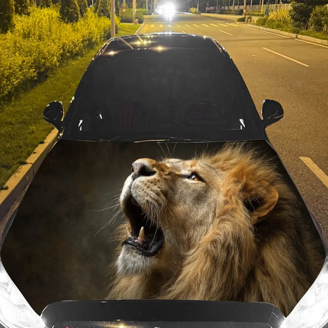 Car Decals A Lion Delivering Powerful Roar And Vivid Detail In A Dynamic, Close - Up Composition Car Hood Sticker, Waterproof Se