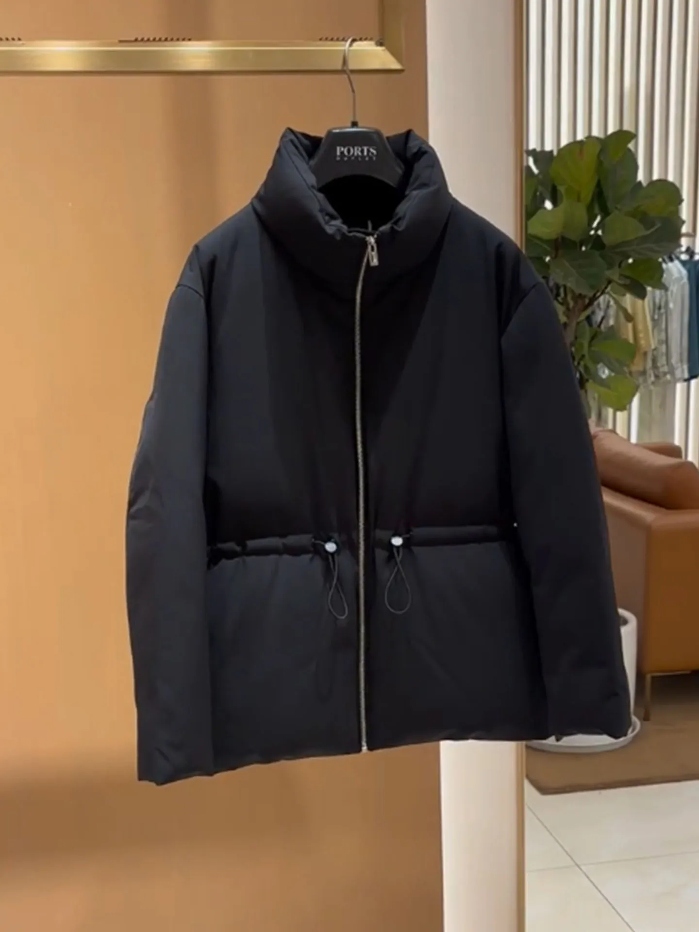   Bla ort Puffer Jaet Damen Winter Thiened Casual Waist-Cinching Stehkragen Mantel Sli High Waist