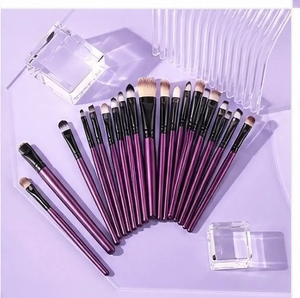 20Pcs Professional Eye Makeup Brush Set Natural Nylon Bristles for Smooth Blending Even Color Application Daily Beauty Routine