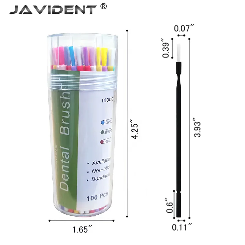 100Pcs/Bottle Dental Adhesive Brushes, Single-Tip Application Sticks, Long-Bristle Disposable Sealant Brushes, Dental Supplies