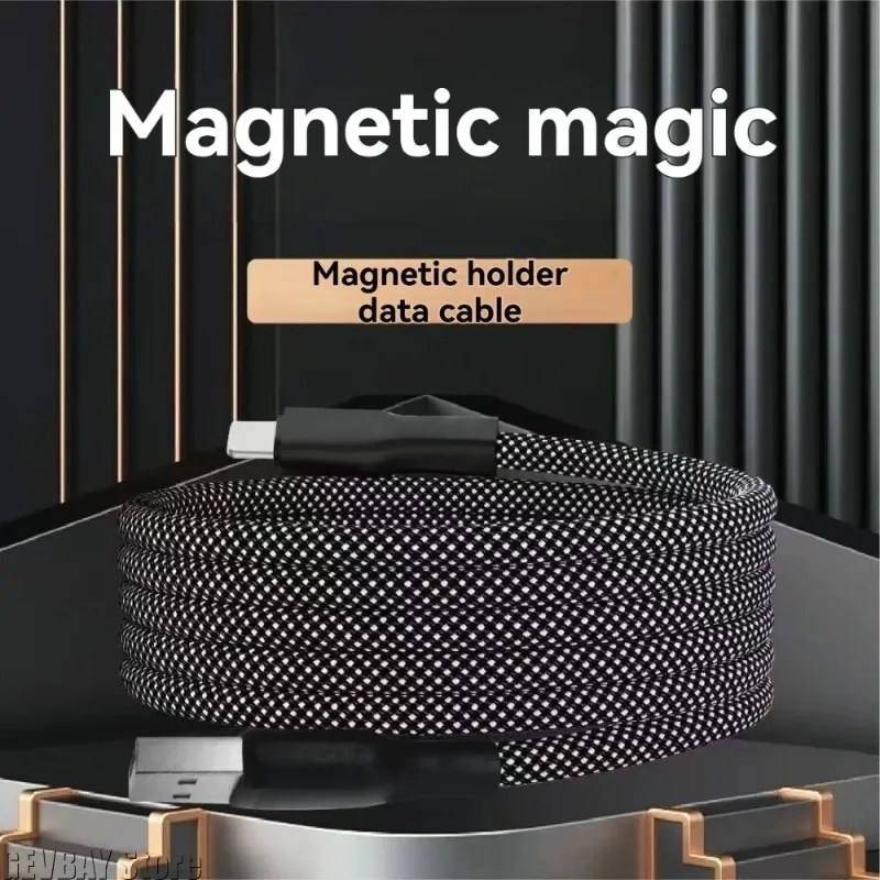 100W Fast Charging Magnetic Data Cable Thickened Copper Core Anti-Oxidation Auto Retractable Charging Cord for iPhone Samsung