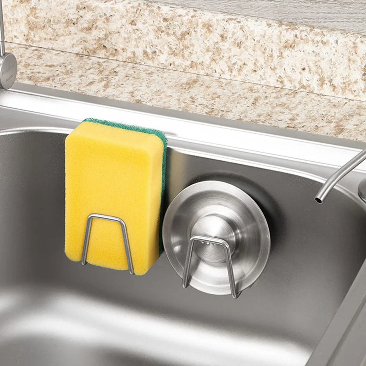 A84E-Non-Perforated Sponge Racks Stainless Steel Sponge Drain Racks Steel Ball Rag Storage Rack Sink Rack Rack