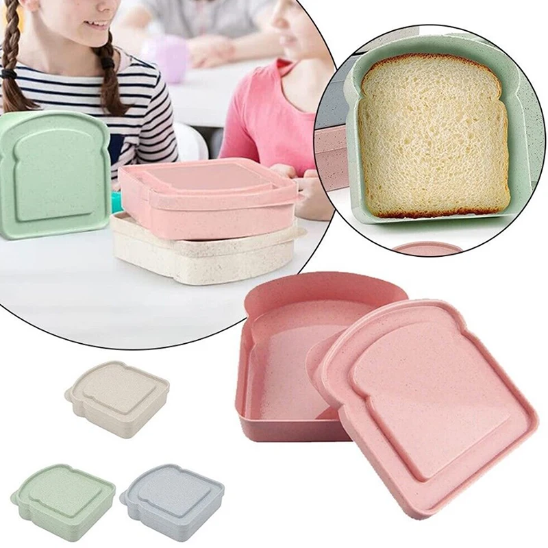 Sandwich Storage Box Silicone Lunch Box Food Storage Case Reusable Microwave Lunch Box Food Storage Container School Breakfast