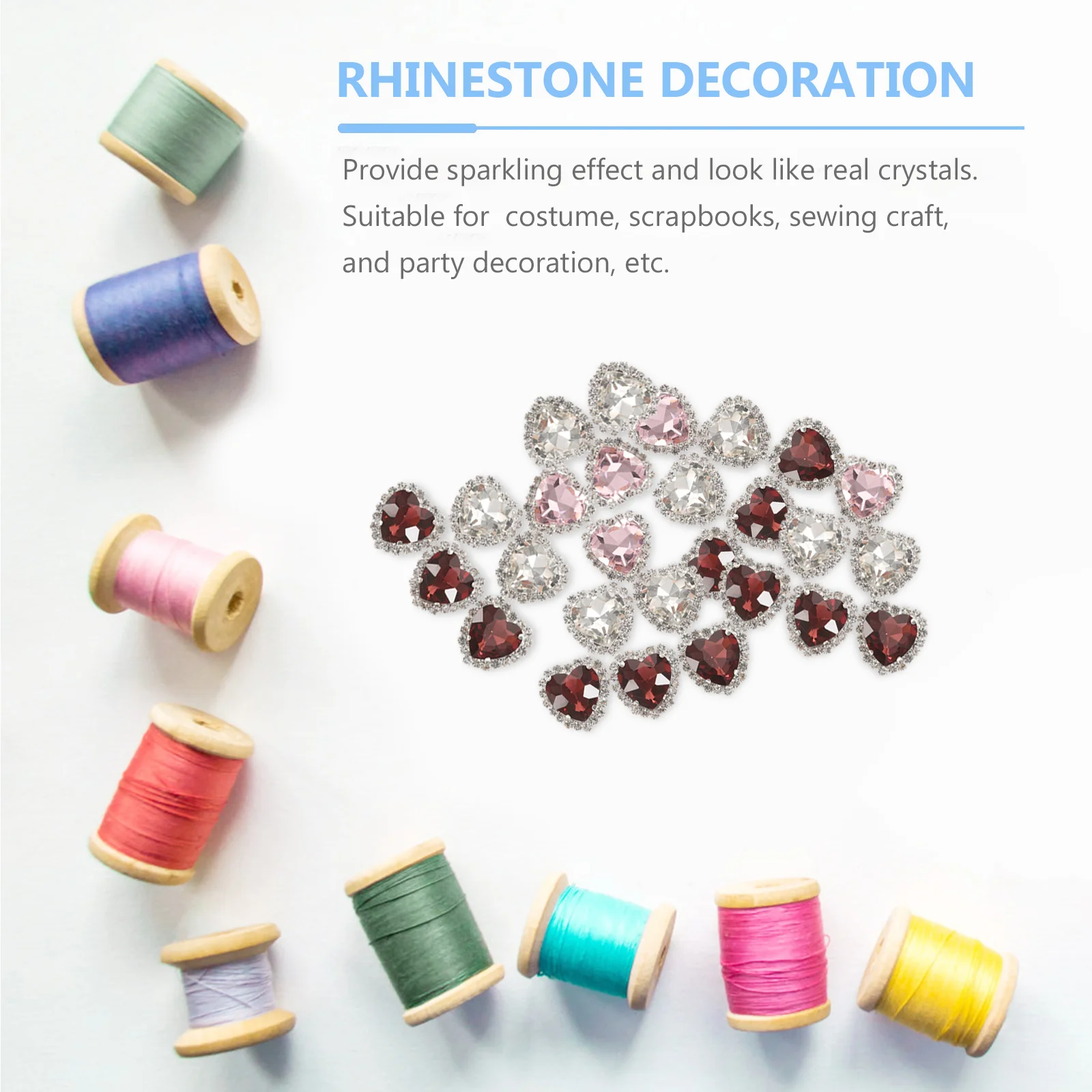 

30pcs Heart Rhinestone Craft Decorations Fine Cut Sparkling Crystals For Diy Sewing Clothing Scrapbooks Party Decor Handmade