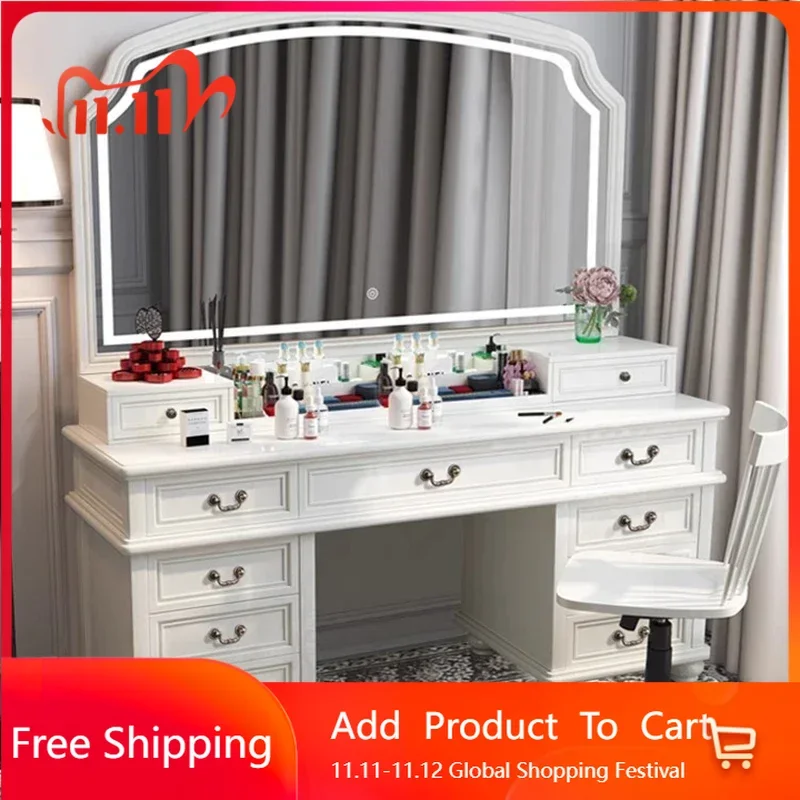 

Throne White Mirror Vanity Table Living Rooms Luxury Salon Drawers Dresser Living Room Beauty Compact Vestidores Home Furniture