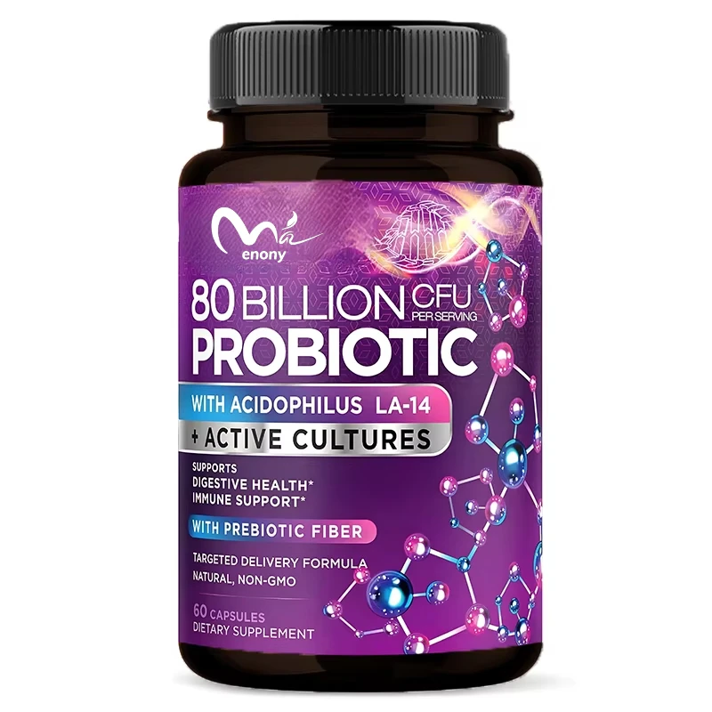 80 billion CFU probiotic Lactobacillus acidophilus, Bifidobacterium, and Probiotics Non GMO, gluten and dairy free, 60 capsules