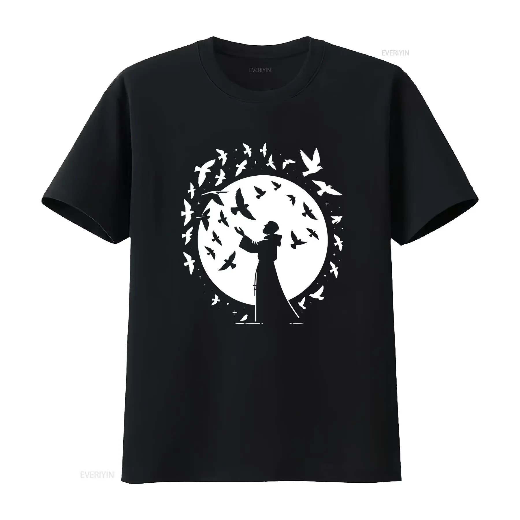 New Limited St Francis of Assisi Patron Saint Animals Birds Catholic T Shirt vintage Washed graphic Comfortable streetwear Soft