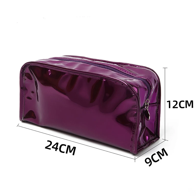 5pcs Makeup Bags Women PU Purple Solid Waterproof Protable Travel Storage Bag