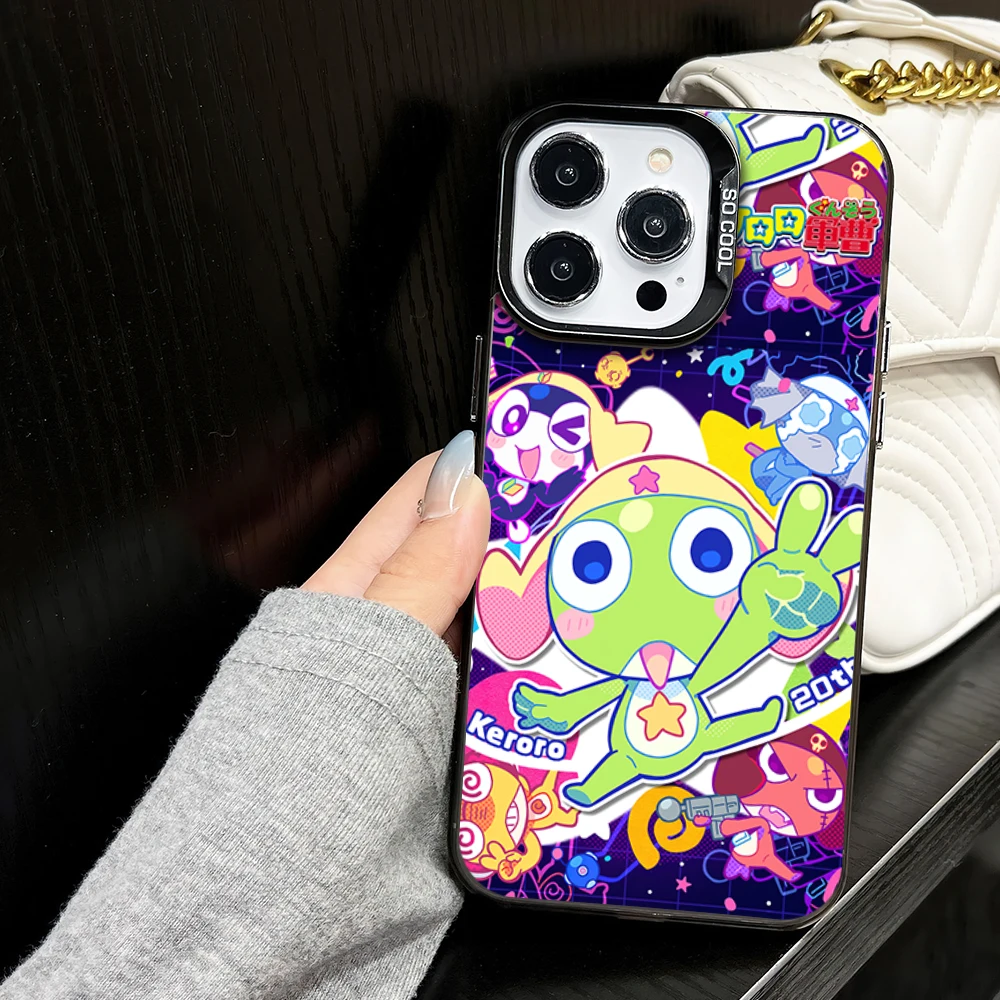 Anime Keroro Frog Cool Gunsou Sergeant Funny Phone Case for iPhone 16 12 13 14 15 11 Max Pro Plus Laser IMD Color Shell