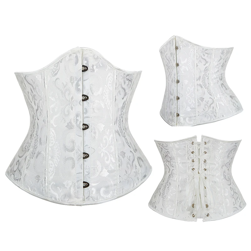 Damen Gothic Jacquard Unterbrust-Korsett Bustier Taillengürtel Schlankheits-Bodyshaper Korsett Dessous Übergröße Party Clubwear – Detail 5