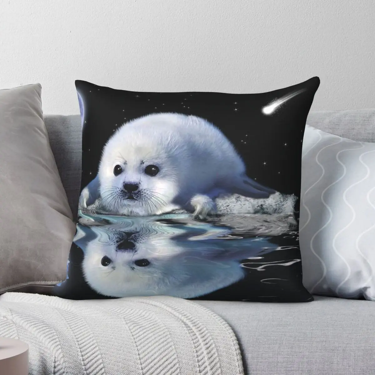 DESTINY The Harp Seal Pillowcase Polyester Linen Velvet Pattern Zip Decor Pillow Case Bed Cushion Cover 18