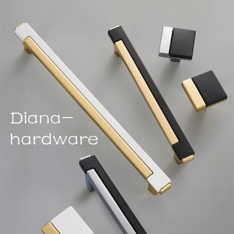 Modern Gold Black Chrome Kitchen Handle Zinc Alloy Cabinet Knobs and Handles Drawer Knobs Pulls Furniture Handle Door Hardware