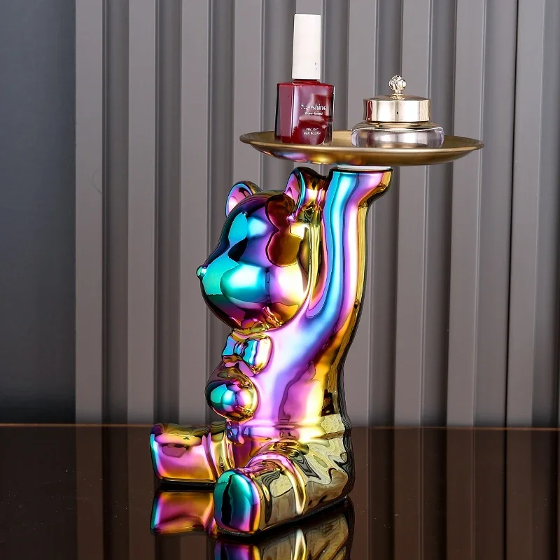 Wohnkultur Keramik Bunte Überzug Bär Lagerung Box Home Living Neue Zimmer Desktop Tablett Dekorative Statue Spardose Ornamente – Detail 8
