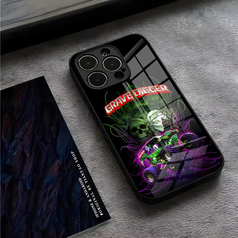 Grave Digger Monster Truck Phone Case For IPhone 13 Pro Max 14 16 Plus 12 Mini 11 15 X XR XS 8 7 Plus SE Tempered Glass Cover