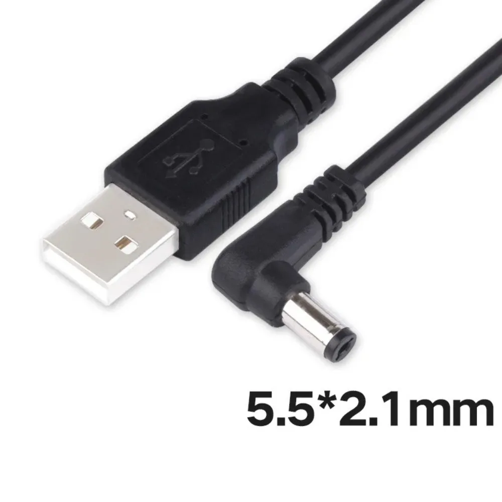 DC Power Plug USB Convert To 5.5*2.5mm DC 4.0x1.7 /3.5*1.35/2.5*0.7mm Black L Shape Right Angle Jack With Cord Connector Cable