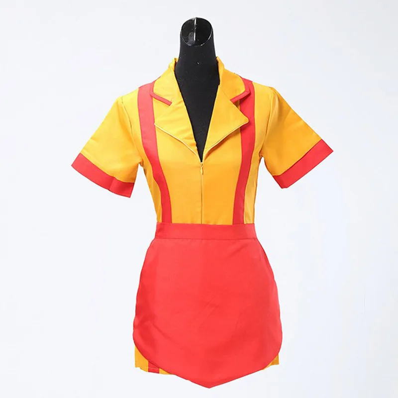 

2 Broke Girls Costume Halloween Outfit Max Black Caroline Wesbox Channing Cosplay Suit 2 Broke Girls Apron Dress