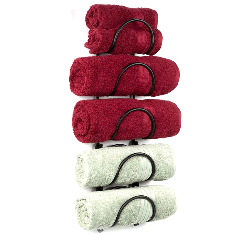 1Pcs Creative And Beautiful Wrought Iron Metal Towel Rack For Bathroom Wall Decor Curved Finish Bathroom Organizer