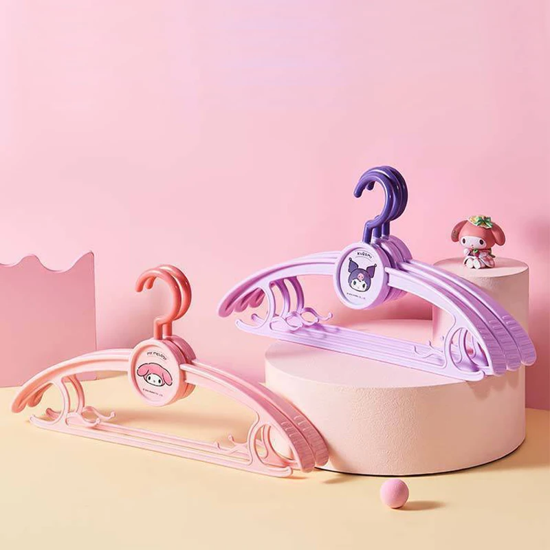 5 uds Kawaii Sanrio tendedero balcón encantador Hello Kitty productos para el hogar niñas plástico antideslizante estudiantes dormitorio percha de ropa