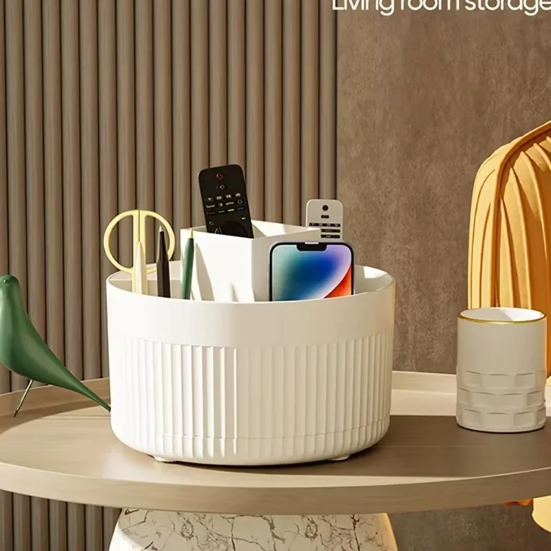 5-Compartment Rotating Desk Organizer - 360° Swivel Storage Box for Pens, Markers & Scissors, Multi-Purpose Desktop Caddy