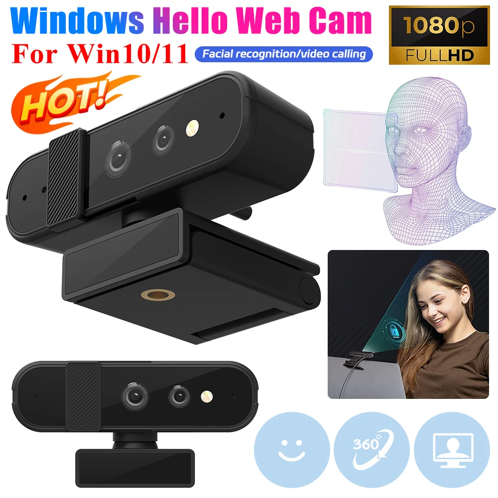 HD 1080P 30FPS Desktop Cam for Windows Hello Autofocus Web Camera Compatible with Win10/11 for Gaming Live Streaming Conferences