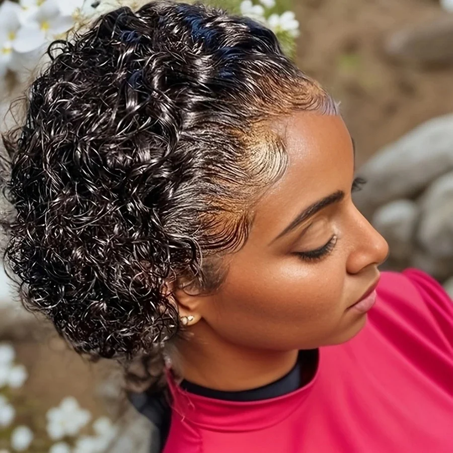 13x1 الدانتيل الجبهة الباروكات شعر الإنسان موجة المياه عابث قطع بوب الباروكات للنساء 100% خصلات الشعر المستعار الإنسان