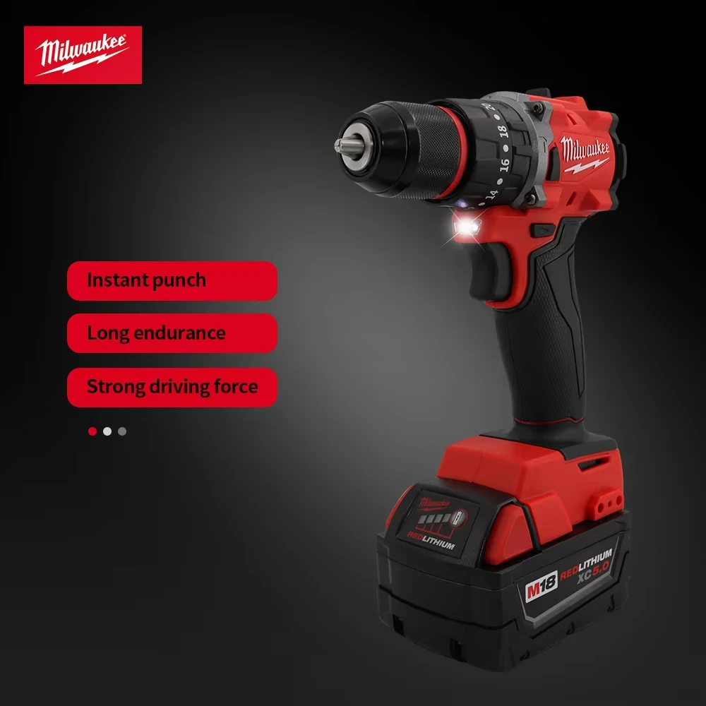 Milwaukee 150N.m Trapano a percussione elettrico senza spazzole Trapano avvitatore a batteria Mini cacciavite elettrico 18V Utensile elettrico