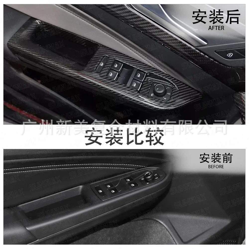 For Volkswagen Golf 8 Real dry carbon fiber window glass lifting button cover frame decoration interior modification Accessorie