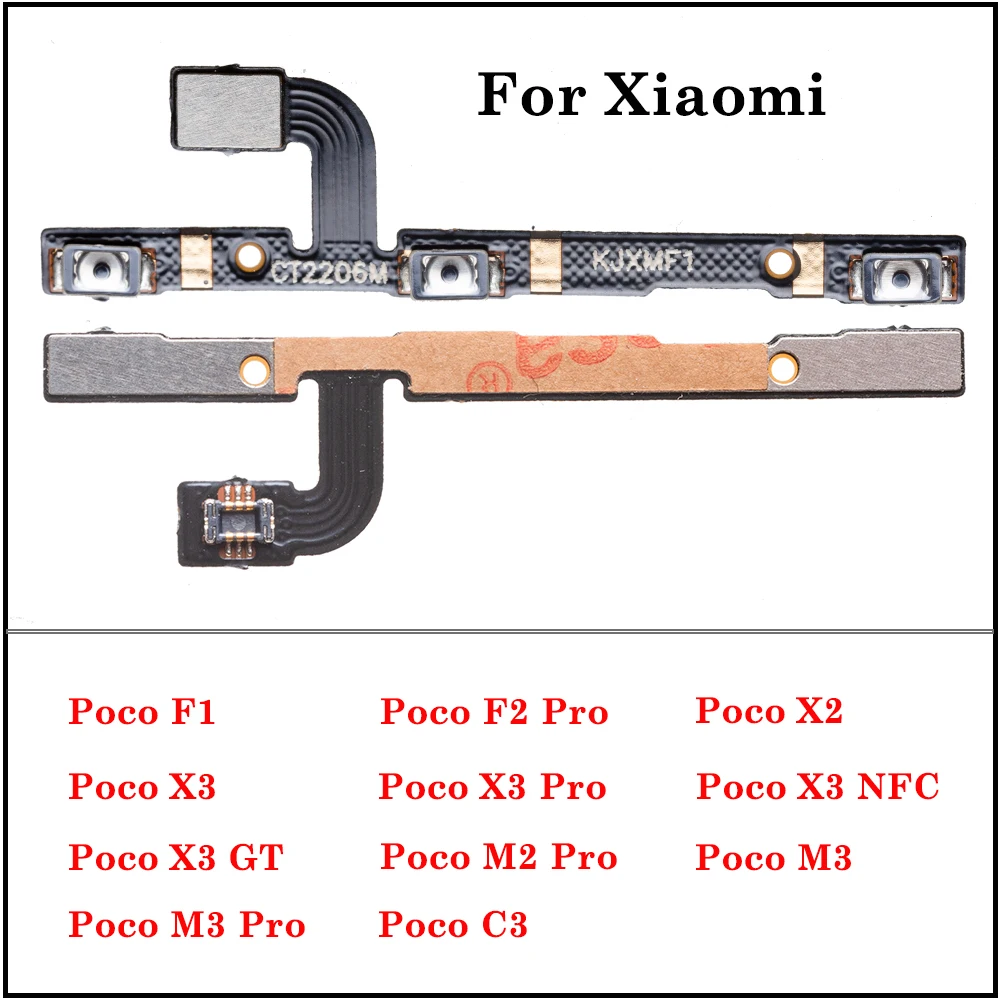 1Pcs Power ON OFF Volume Button Key Flex Cable For Xiaomi Mi POCO F1 F2 X2 X3 GT NFC M2 M3 Pro C3 Down Side Button Switch Key