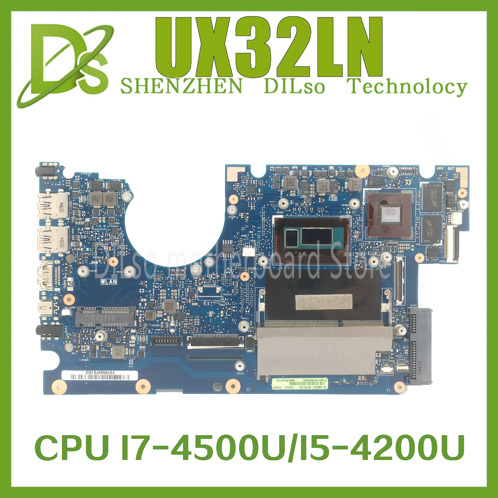 

KEFU UX32LA-LN REV 2.0 Laptop Motherboard For ASUS UX32LN UX32LA UX32L Notebook Mainboard 4GB-RAM I7-4500U I5-4200U GT840M /UMA