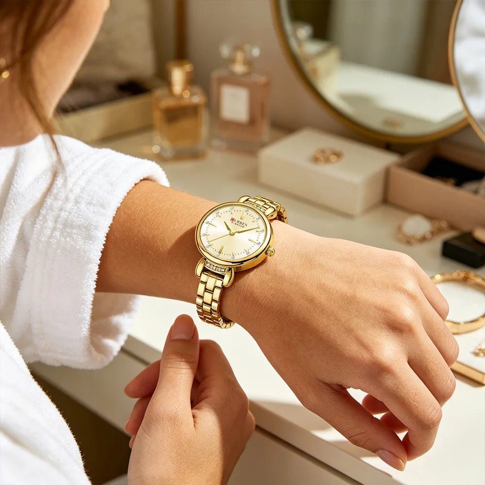 CURREN 9098 Elegant Ladies Quartz Watch Luxury Dial Stainless Steel Band Fashion Female Wristwatch Daily Wear Relojes De Mujer