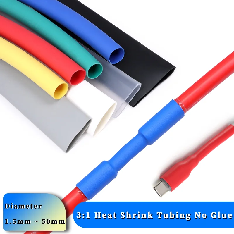 No Glue 3:1 Heat Shrink Tubing  Wire Cable Protect Tube Waterproof Polyolefin Insulated Sleeve 1~10m Diameter 1.5mm ~ 50mm