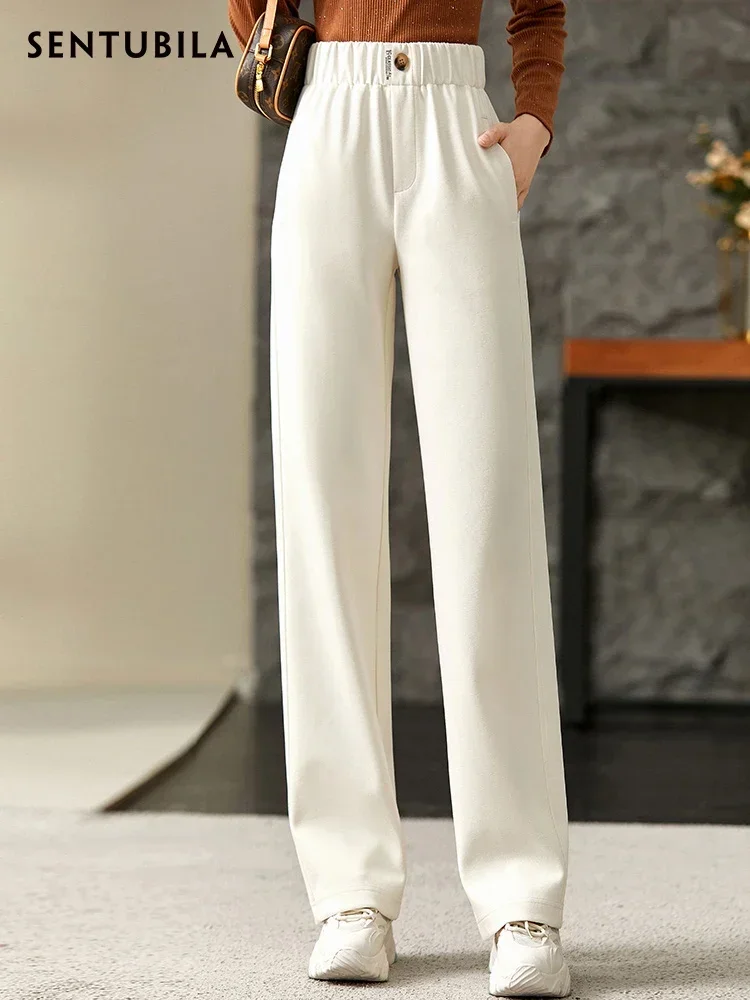 SENTUBILA Wide Leg Sweat Pants Women Casual Trousers Korean Fashion 2026 Elastic Waist Pants Women Clothing Streetwear 153KA3216