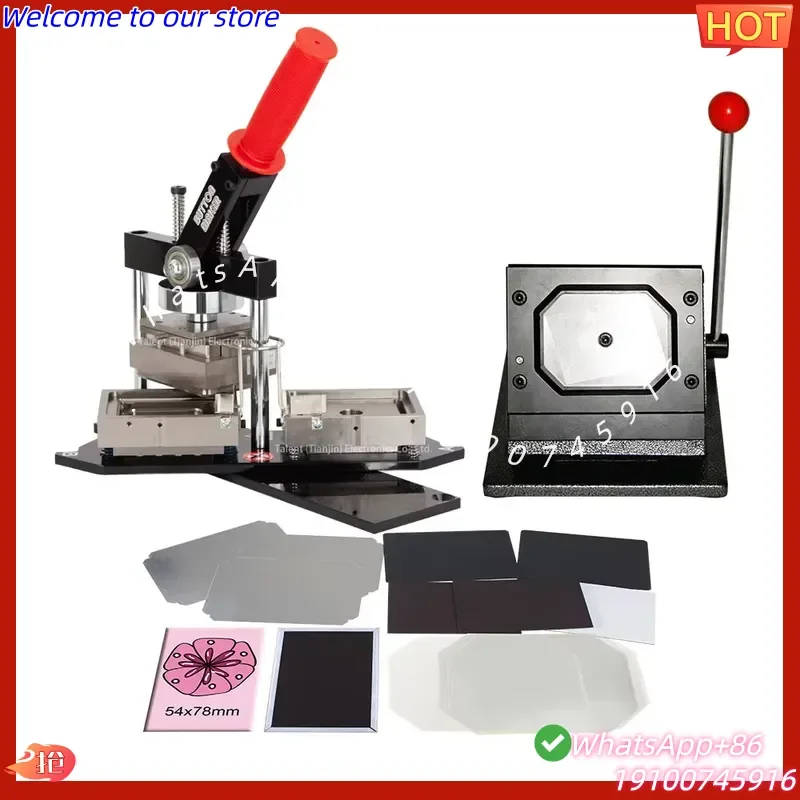 2026 HOT SALE Rectangle 54x78mm Button Maker Kit Badge Maker Machine + Paper Cutter + 1000pcs Magnet Button Supplier