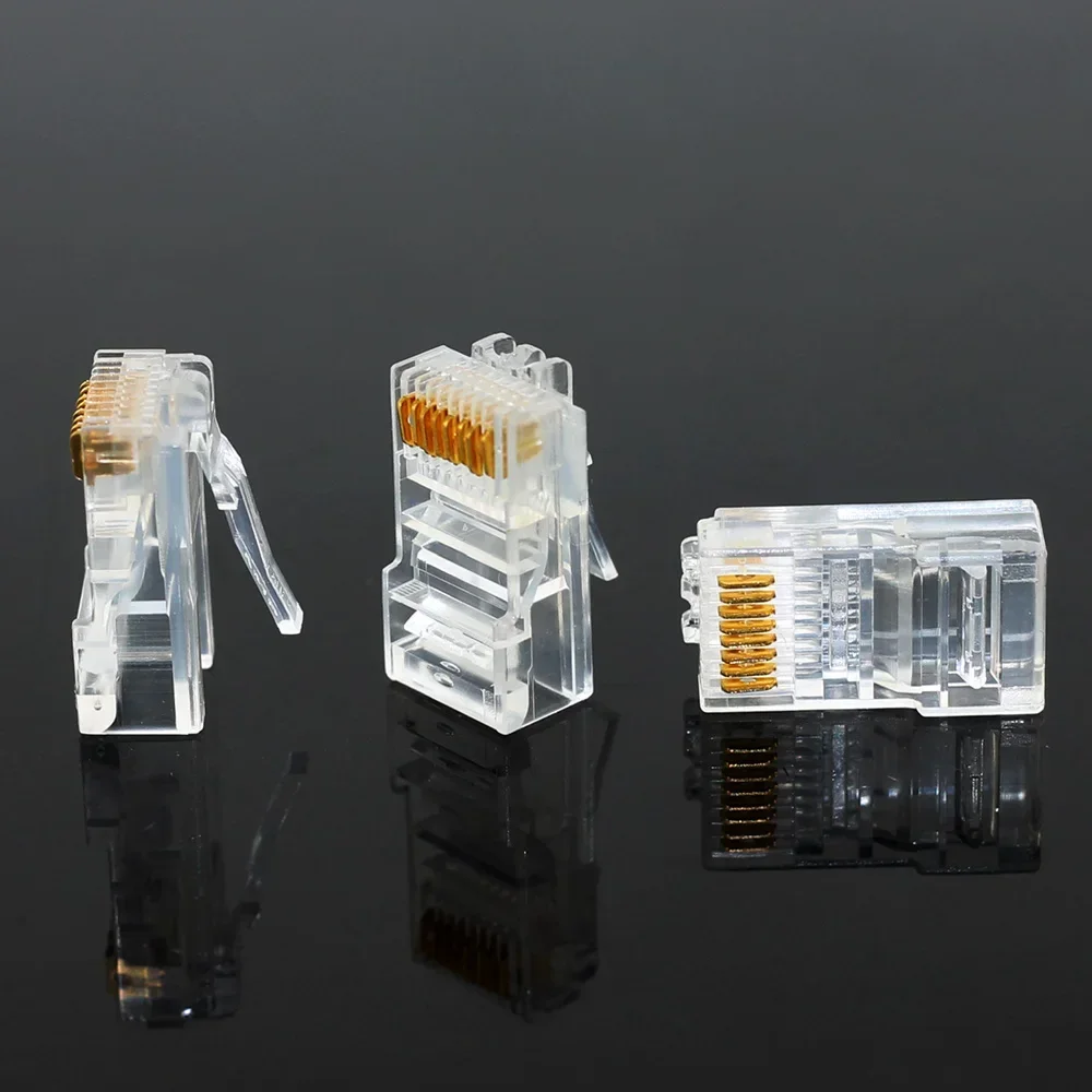

Сетевой разъем RJ-45, 20/50/100 шт., кристаллические головки, позолоченный сетевой кабель Cat5 Cat5e, разъем модуля Ethernet-кабелей RJ45