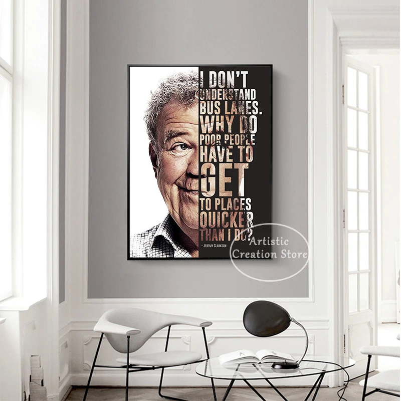 Top Gear Host Jeremy Clarkson James May Inspirational Quotes Poster Print Canvas Painting Pictures for Studio Office Room Decor