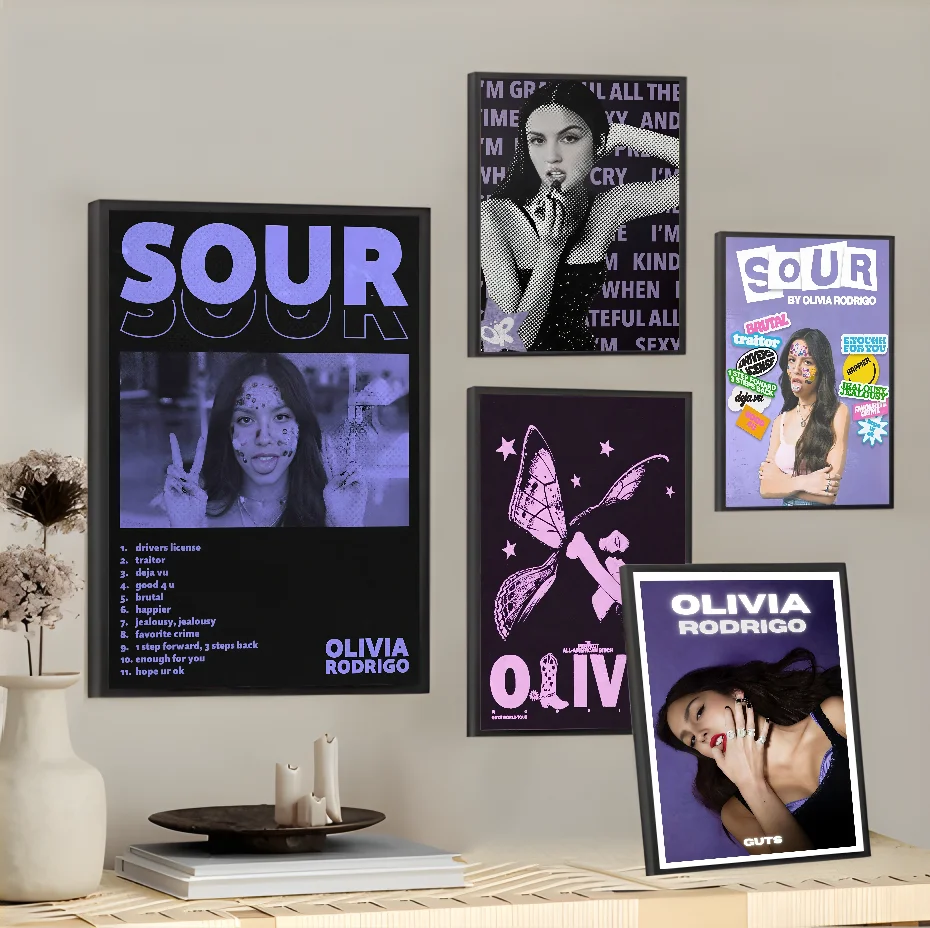 O-Olivias Singer Album Cover R-Rodrigos Poster Sticky Wall Art Printing Waterproof Home Living Bed Room Bar Aesthetic Decor