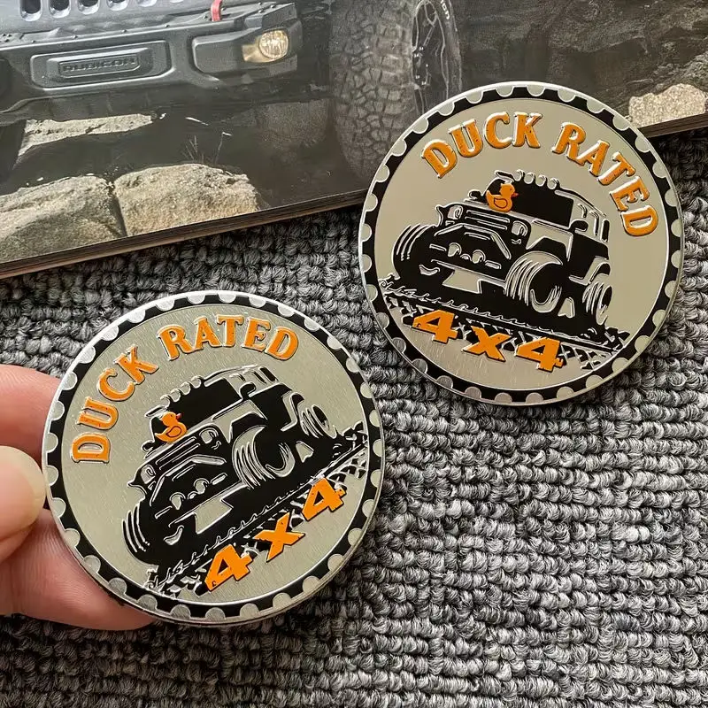 3D Stereoscopic Duck Rating Metal Car Sticker: Universal Modified Off-Road Vehicle Badge Decorative | 4X4 Tail Label Suitable