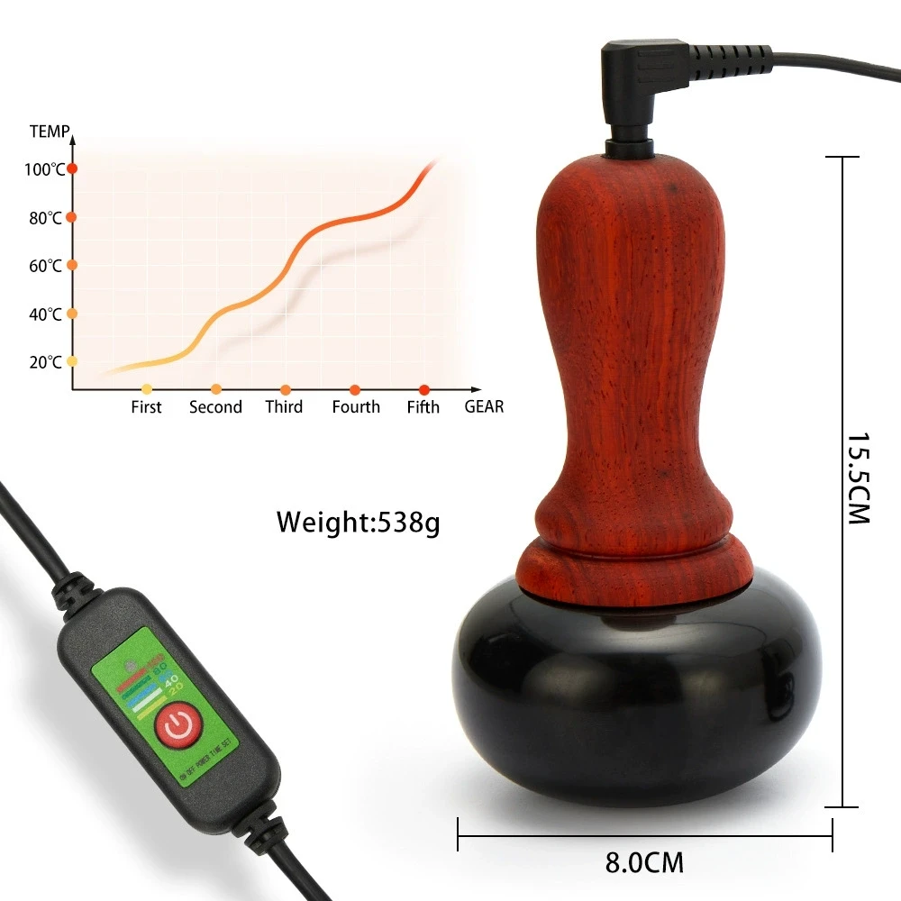 핫 스톤 전기 괄사 마사지기 천연석 바늘 피부 스크래핑 등 목 얼굴 마사지 근육 이완 피부 리프팅 케어 스파