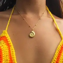 Fashion Conch Pendant Necklaces For Women Gold Color Stainless Steel Chain Conch Necklace Shell Ocean Jewelry Summer Gift 2024