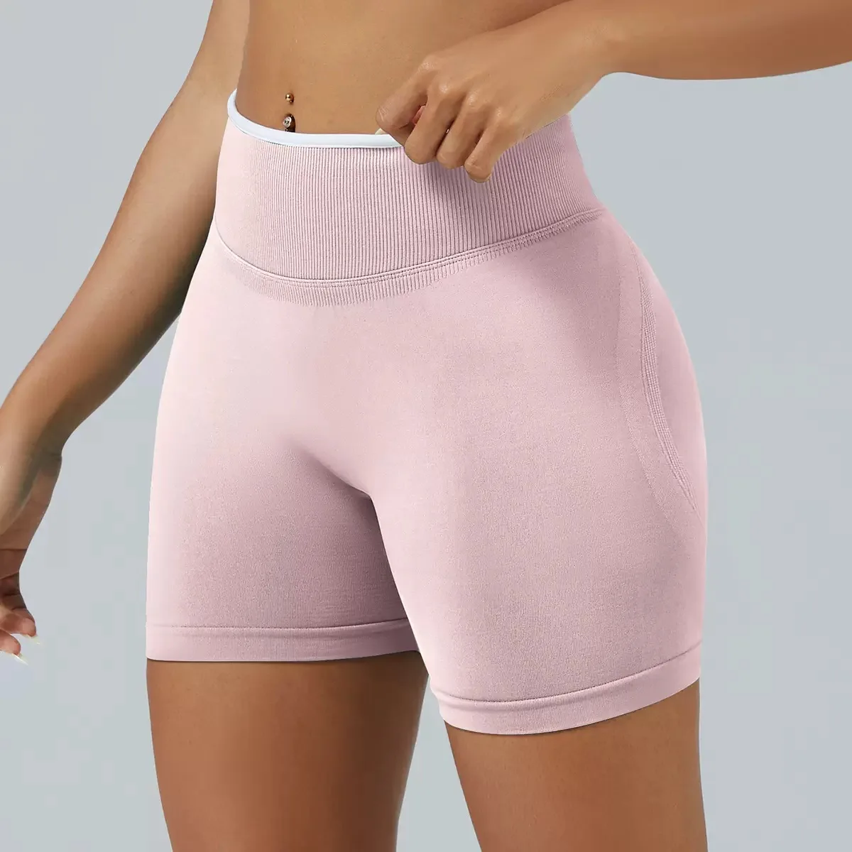 Women White Waist Tight Summer Seamless Sports Shorts High Waist Hip Lifting Yoga Pants Running High Elastic Sport Shorts Female