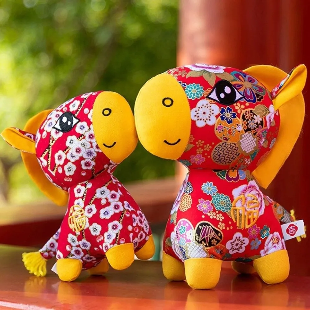 Chinese Style Horse Mascot Stuffed Animal Soft Fluffy Plush Horse Stuffed Animal Toy PP Cotton Collection